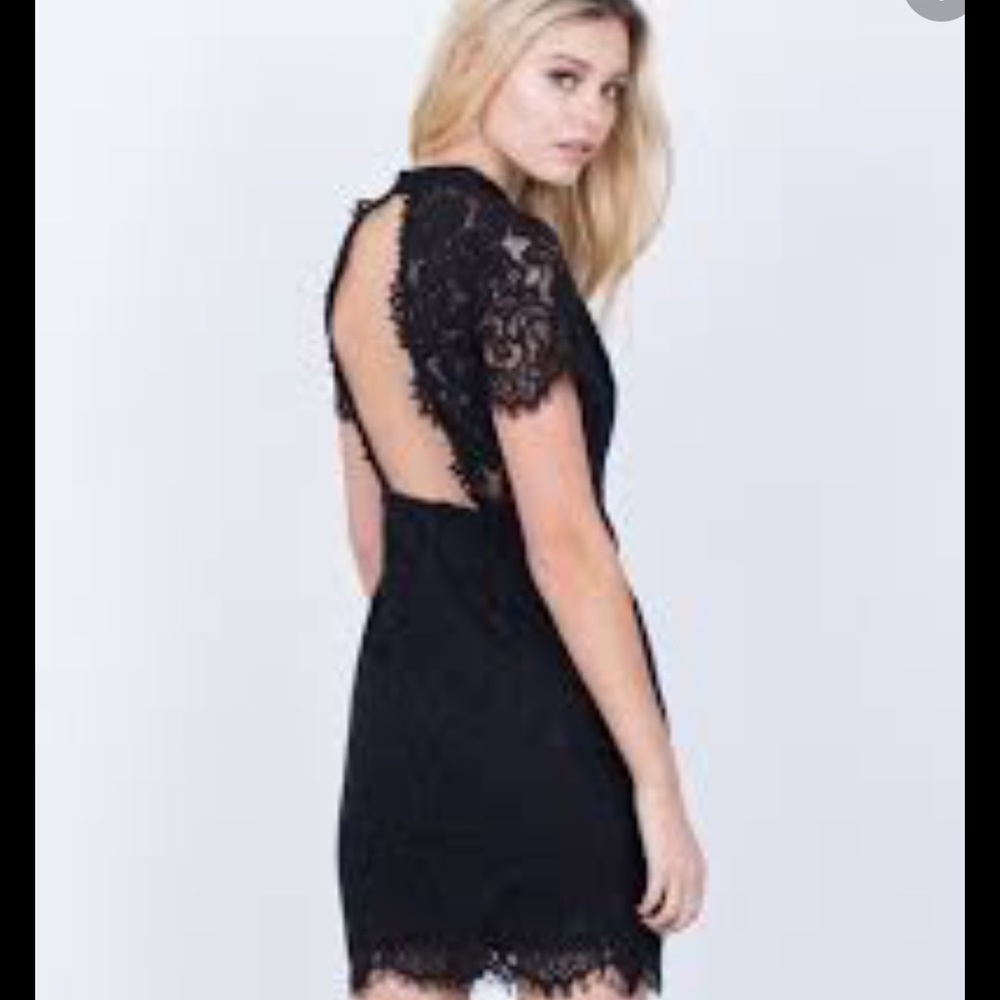 Lulus black lace mock neck dress